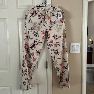 Briggs Tan Floral Pattern. linen/rayon pants with pockets